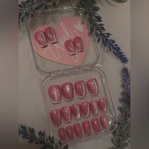 Pink Glitter Press-On Nails